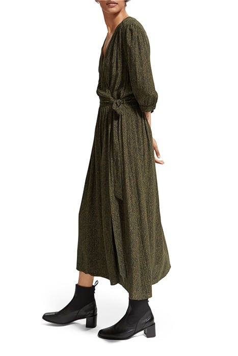 MIDI WRAP DRESS LEOPARD SPOT GREEN 5