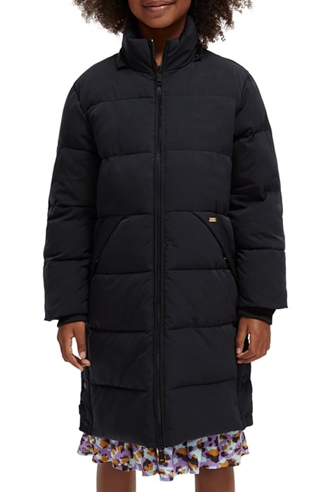 GIRLS LONGER-LENGTH WATER-REPELLENT PUFFER COAT BLACK 1