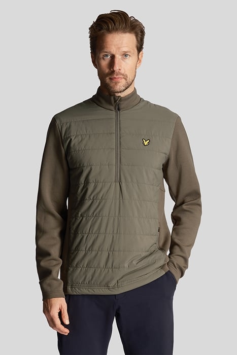 BAFFLE QUILTED QUARTER ZIP MIDLAYER CACTUS GREEN 1