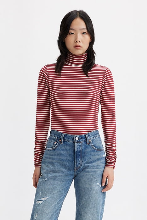 RUCHED LONG-SLEEVED TOP RED 1