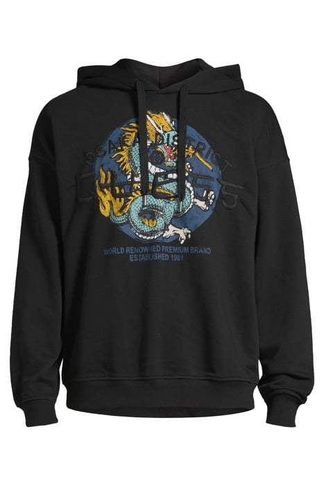 GUESS ROUND LOGO HOODIE SWEATS JET BLACK A996 3