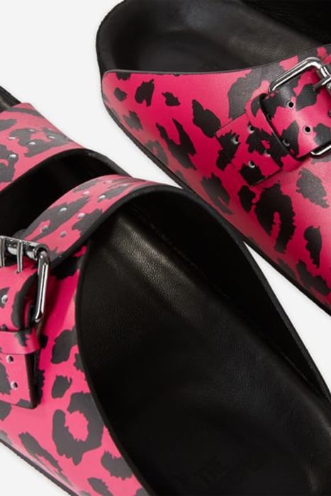 SANDALES EN CUIR IMPRESSION LEOPARD PINK 5