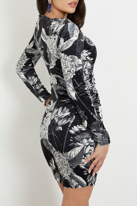 LS TESS VELVET DRESS PHANTOM FLORA BLACK 2