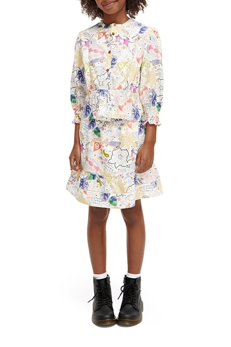 GIRLS ALL-OVER PRINTED LACE DETAIL COTTON TOP ICONIC 1