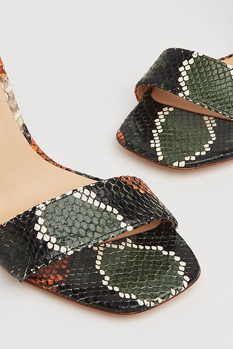 NORA STRAP BLOCK HEEL SANDAL ORANGE/GREEN 4