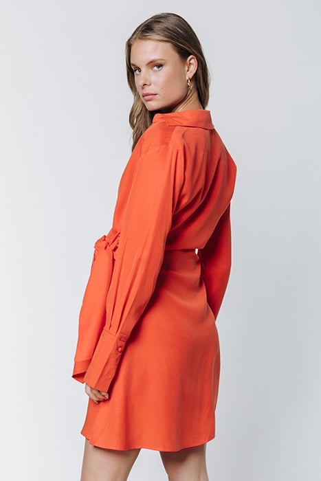 HETTE UNI WRAP MINI DRESS BRIGHT ORANGE 2