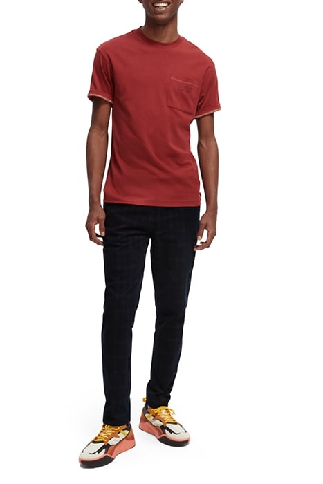 RELAXED LYOCELL T-SHIRT WITH CHEST POCKET RED EARTH 3