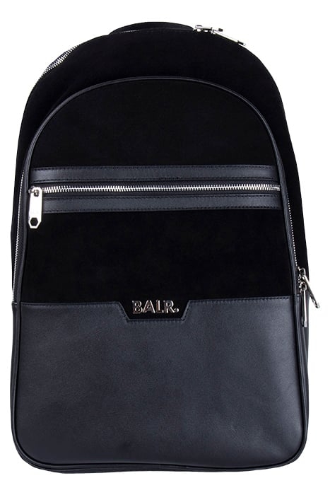 UNISEX SORRENTO LEATHER/SUEDE BACKPACK JET BLACK 1