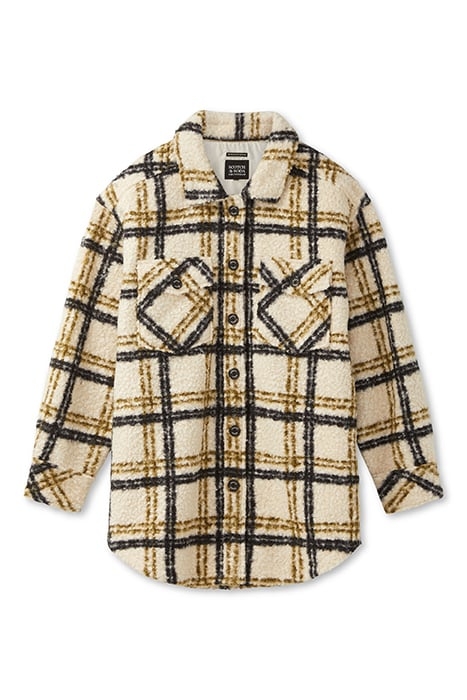 KNIT BOUCLE SHACKET FIR GREEN/BLACK PLAID 3