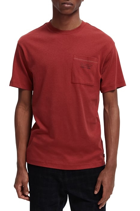 RELAXED LYOCELL T-SHIRT WITH CHEST POCKET RED EARTH 1