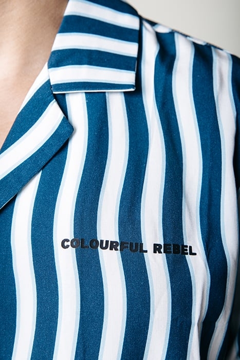 EZRA WAVY STRIPES SHORT SLEEVE SHIRT DEEP PETROL 3