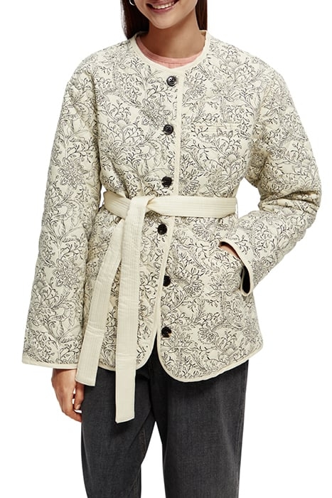 QUILTED BELTED JACKET IN ORGANIC COTTON COMBO M 1