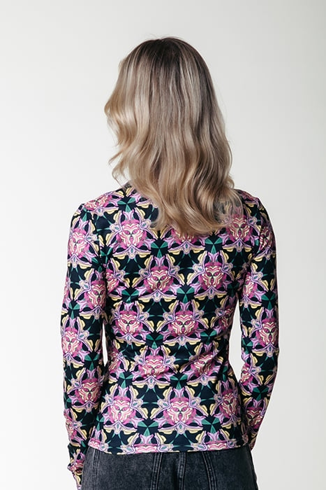 NEYO GRAPHIC FLOWER PEACHED TURTLENECK TOP CANDY PINK 2