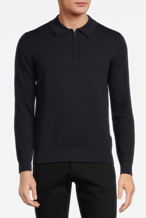 AIDAN HALF ZIP COTTON JUMPER NAVY - OUTLET PRICE 1