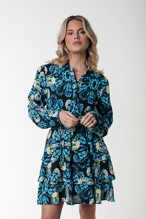 SACHA DIGITAL FLOWER SHIRT DRESS LS LIGHT BLUE 1