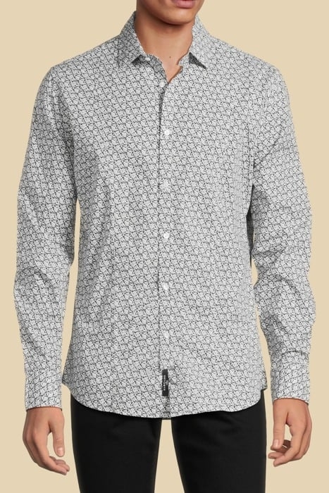 ITALIAN COLLA ROU AOP WHITE AND BLUE CASUAL SHIRT 1