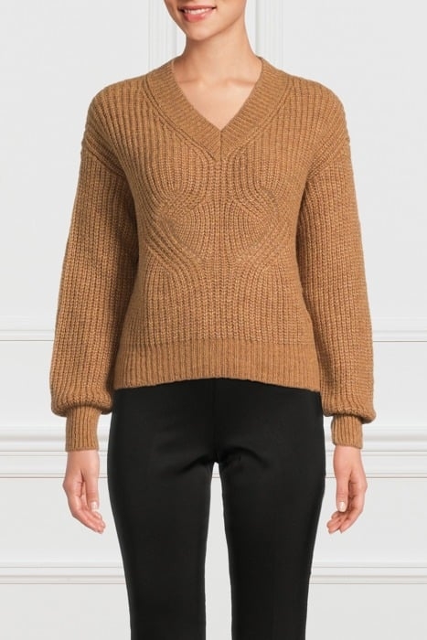 MICHELLE V NECK SWTR MACCHIATO MULTI 1