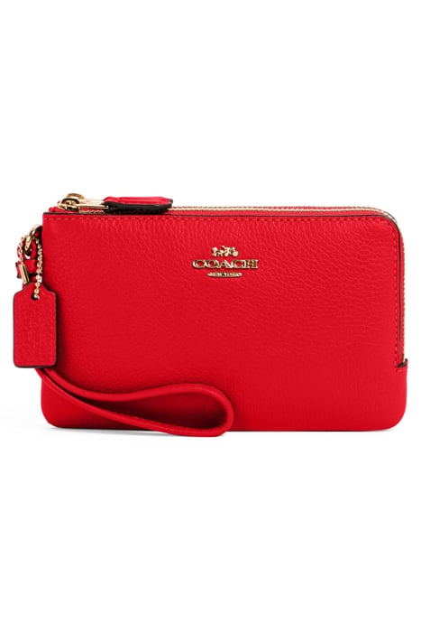 LEATHER DOUBLE CORNER ZIP WRISTLET ELECTRIC RED 1