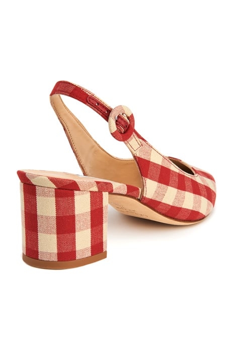 ADA BLOCK HEEL SLINGBACK IVORY/RED 4