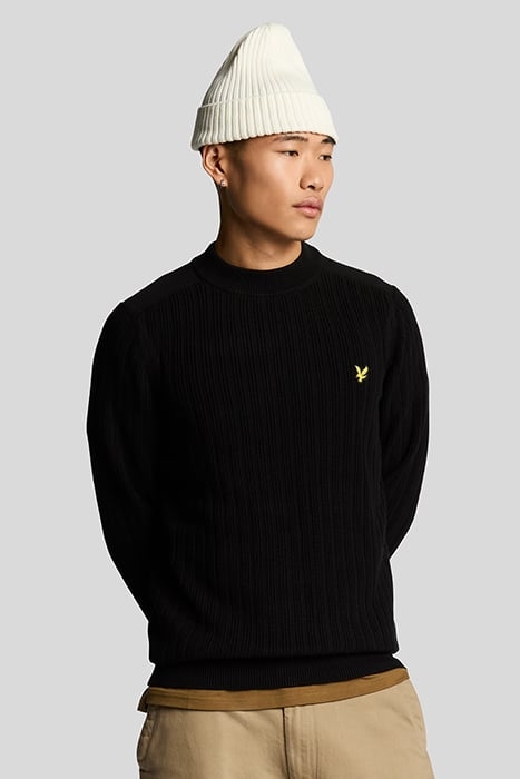 RIBBED MOCK NECK JUMPER JET BLACK 1