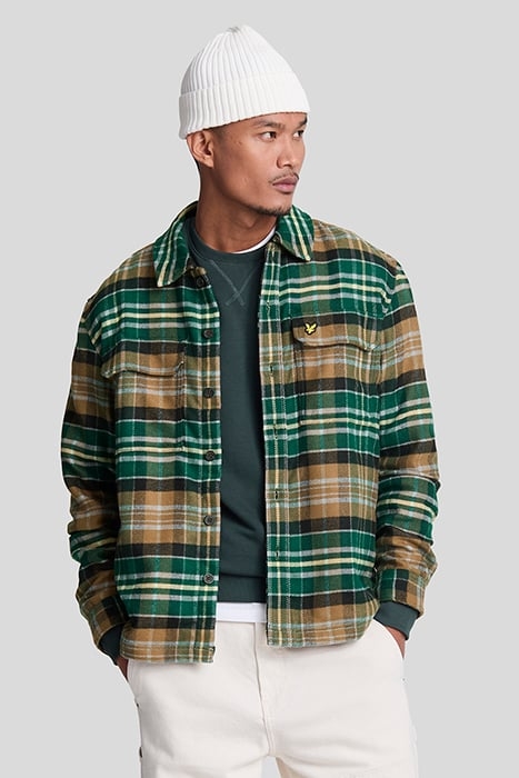 CHECK FLANNEL OVERSHIRT ARGYLE TEAL/ HERITAGE TAUPE 1