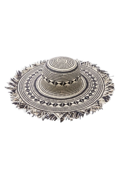 STRAW BEACH HAT BLACK/CREAM 1