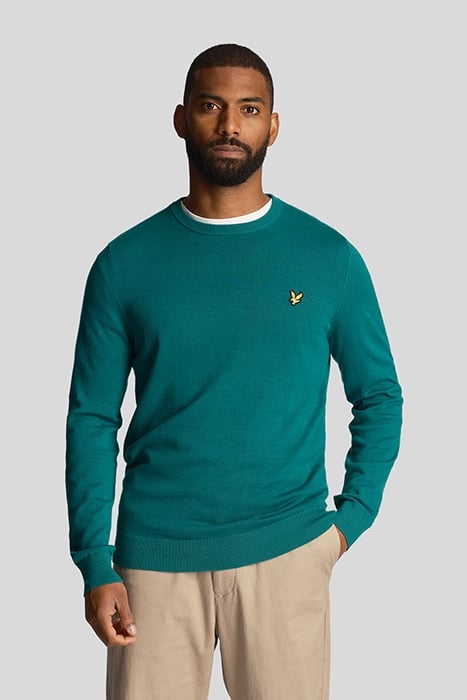COTTON CREW NECK JUMPER COURT GREEN 1