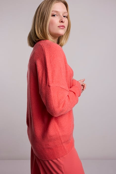 CARDIGAN SPRING WOOL ELASTANE BLEND KNIT BRIGHT CORAL 4