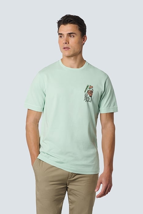 T-SHIRT CREWNECK PLACED PRINTS GARMENT DYED SLUB MINT 1