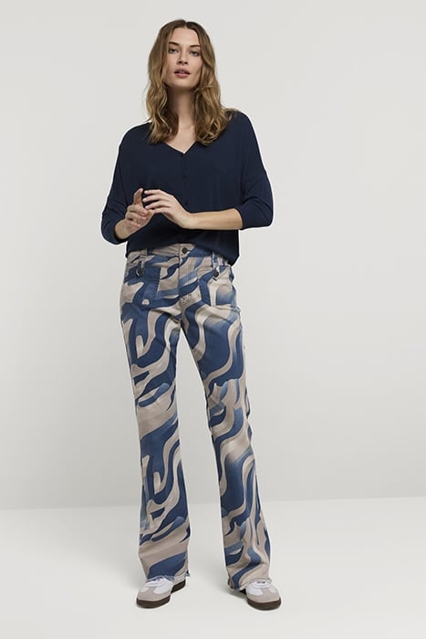 FLARED PANTS FANCY PRINTED TWILL NIGHT SKY 1