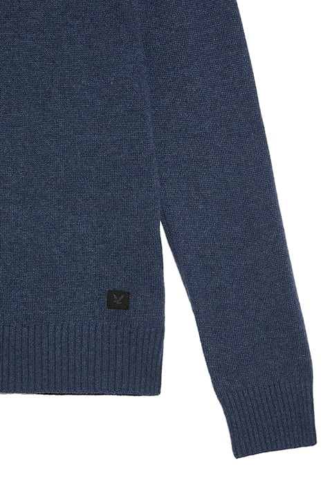 SADDLE SLEEVE CREW NECK JUMPER NAVY HEATHER 5