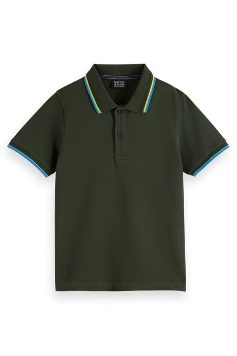 BOYS COTTON IN CONVERSION POLO WITH CONTRAST TIPPING FOREST 4