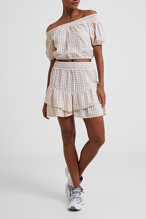 FILIPPA COT POPLIN OFF SHLD TP BROWN 1