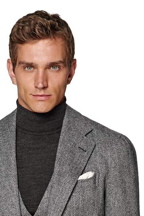 MID GREY HERRINGBONE THREE-PIECE TAILORED FIT HAVANA SUIT MI 4