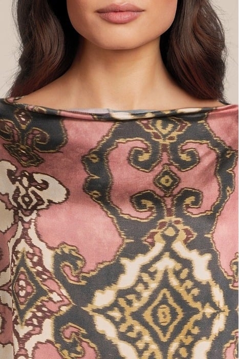 TOP FLARE SLEEVES ORNAMENT PRINT ANTIQUE PINK 4