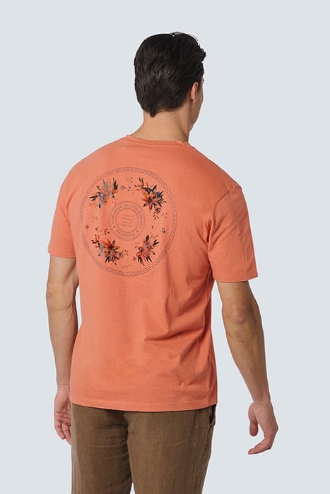 T-SHIRT V-NECK MELANGE GARMENT DYED PLACED PRINT MELON 2