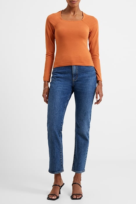 RALLIE COT ELAS LS SQ NK TEE BROWN 2