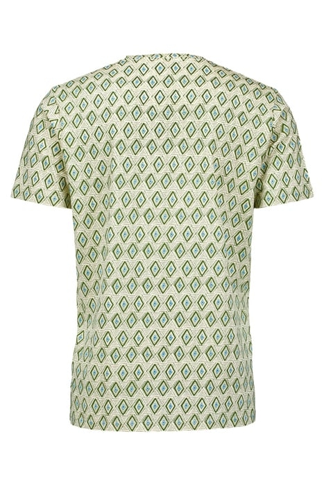 T-SHIRT CREWNECK ALLOVER PRINTED GARMENT DYED SLUB GREEN 2