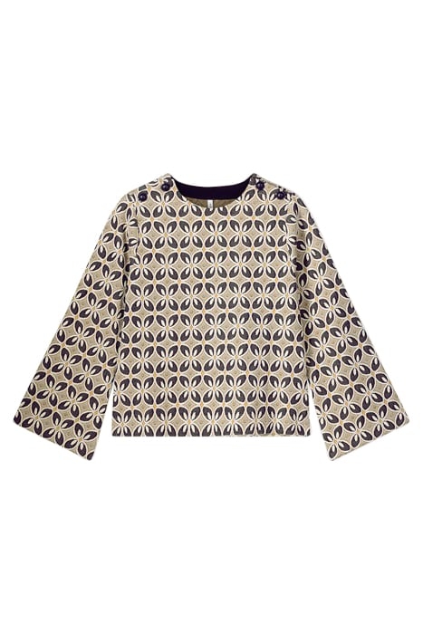 TOP LONG SLEEVE ORNAMENTAL JACQUARD SOFT CAMEL 3