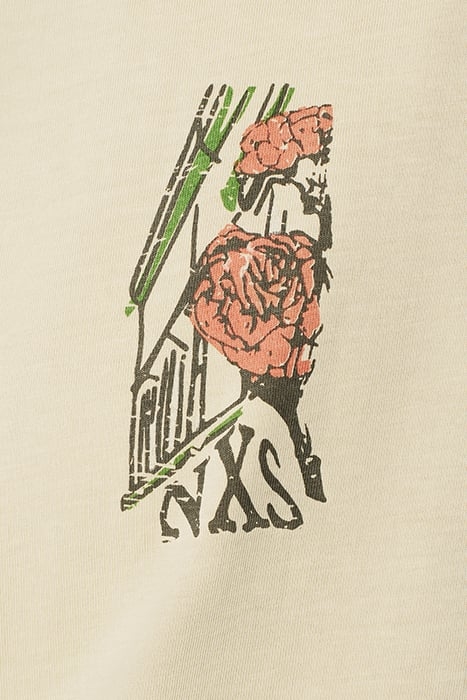 T-SHIRT CREWNECK PLACED PRINTS GARMENT DYED SLUB CEMENT 7