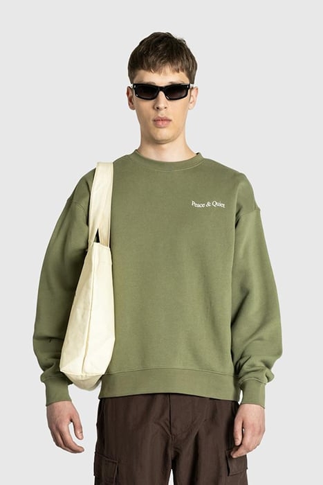 MUSEUM OF PEACE & QUIET – WORDMARK CREWNECK OLIVE 1