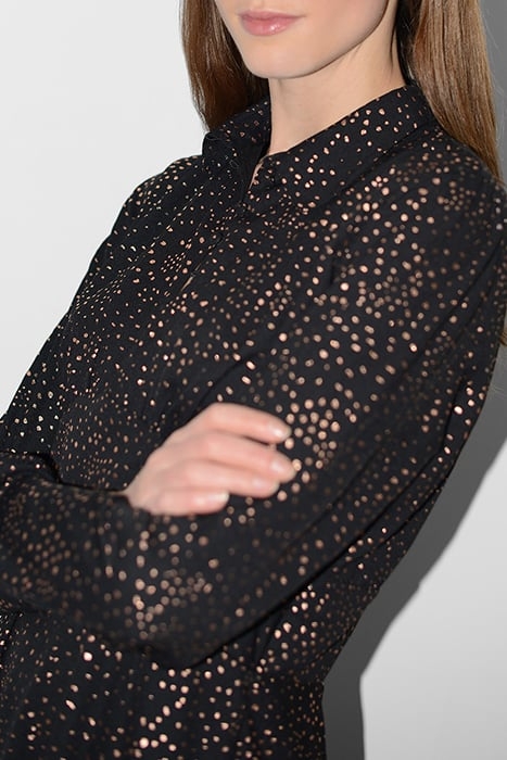 SPECKLE FOIL LS BUTTON DN DRS BLACK 4