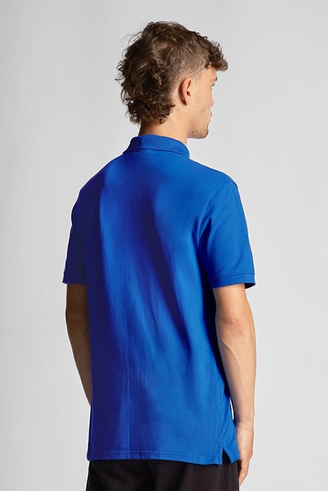 CO-ORDINATE PRINT PLAIN POLO SHIRT BRIGHT BLUE 2