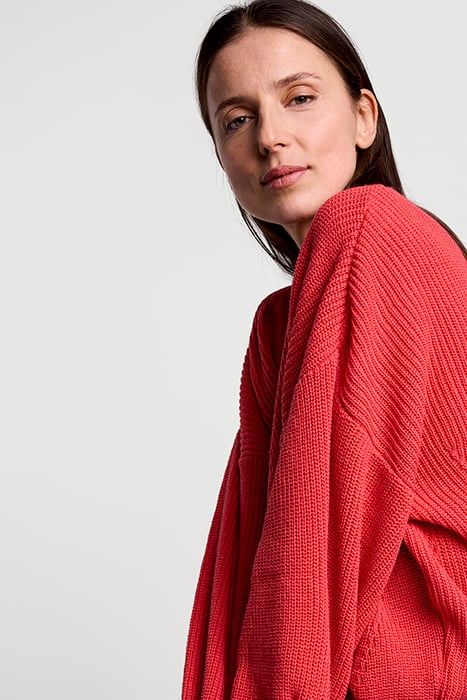 BALLOON SLEEVE SWEATER ACRYLIC KNIT BRIGHT CORAL 7