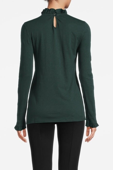 ORGANIC SLUB FRILL LONGSLEEVE MIDNIGHT JADE 2