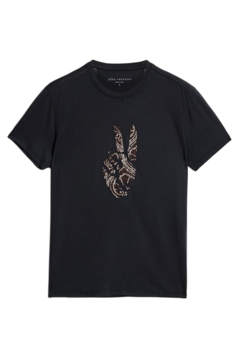 SS CREW TEE - PEACE EMBROIDERY BLACK 2