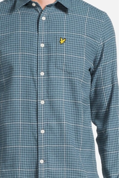 HOUNDSTOOTH CHECK FLANNEL SHIRT MIST BLUE 4