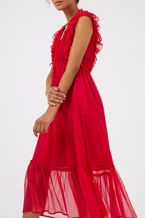 HIGH SUMMER CRINKLE V NECK DRS RED 3