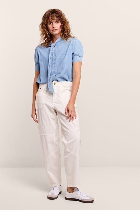 LOOSE TAPERED PANTS SLEEK STRETCH TWILL OFF WHITE 1