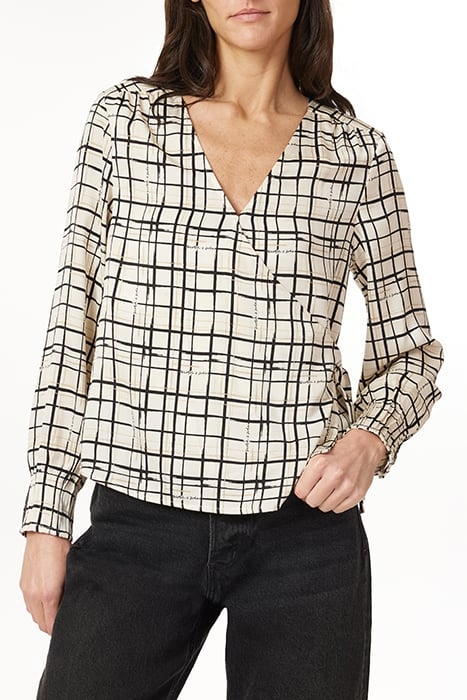 WRAP BLOUSE WHITE CAP GREY 1